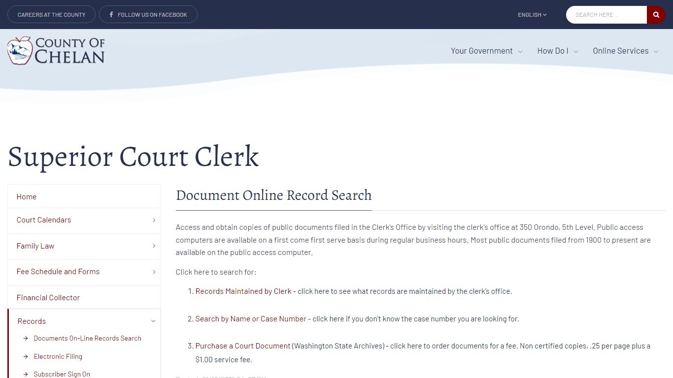 Superior Court Clerk - County of Chelan, Washington