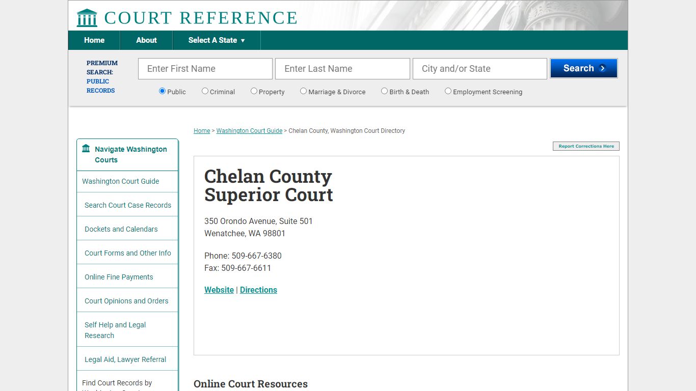 Chelan County Superior Court - Court Records Directory